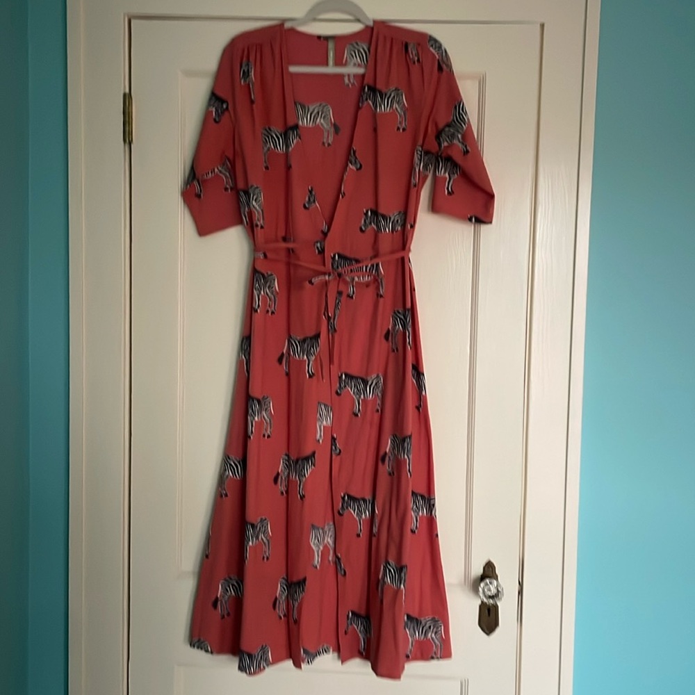 Mata Traders Aditi Pink Zebra Wrap Dress